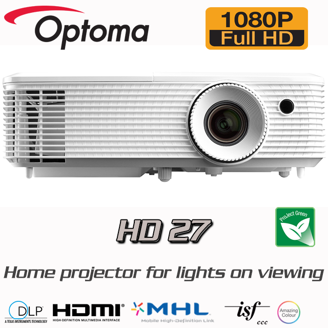 Optoma HD27 - Proyector DLP- 3200 Lumens- 1920x1080 -3D 